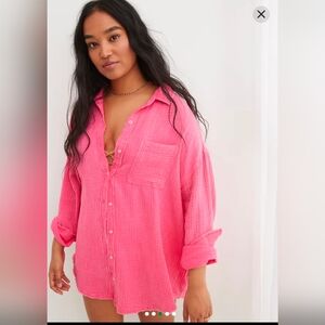 Aerie Gauzy Coverup Oversized Button Down Shirt